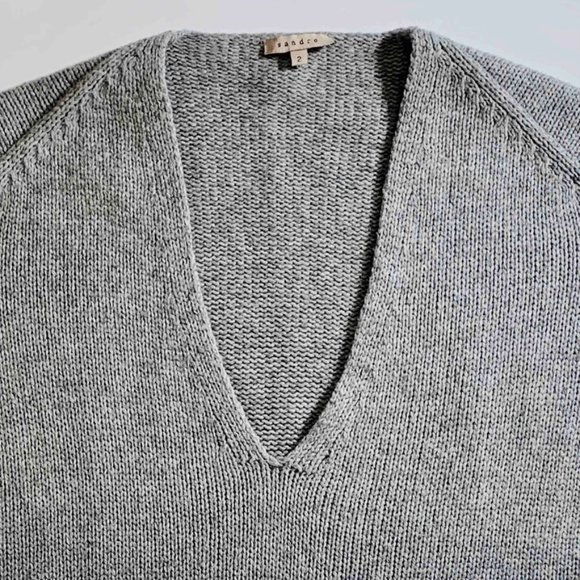 Sandro wool/alpaca V-neck neutral ombré pullover loose knit sweater - EU size 2 - Picture 7 of 11